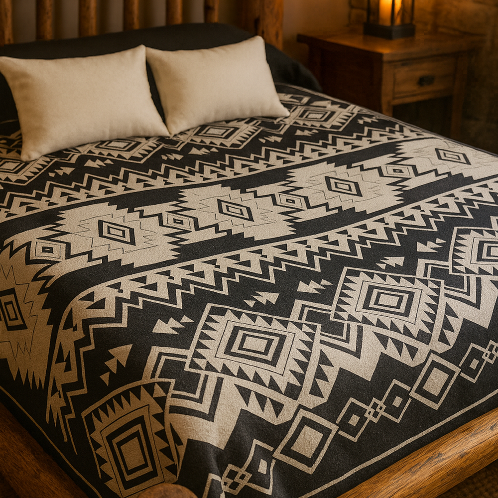 ULTRA SOFT LUXURY PLUSH BLANKET (Navajo white and black)