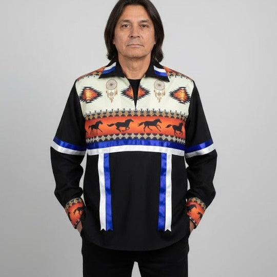 Red and Beige Ribbon Shirt